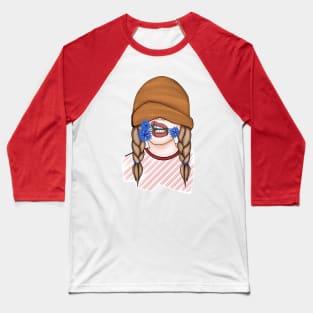 Funny girl with cornflowers Baseball T-Shirt